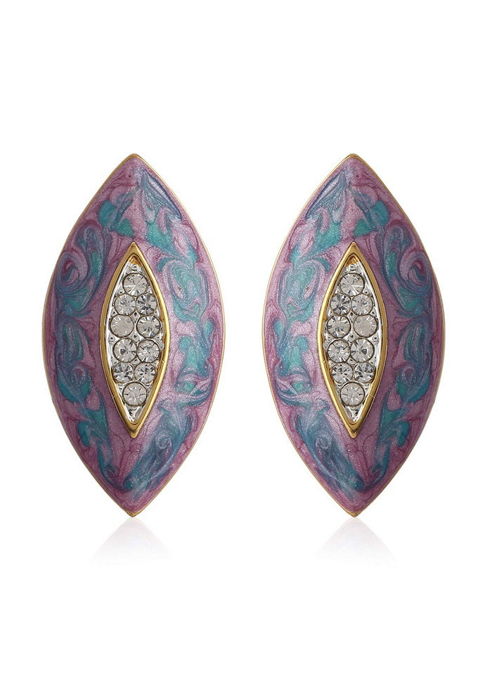 Estele Gold Plated Purple Eye shaped fancy latest Studs for women - Indian Silk House Agencies