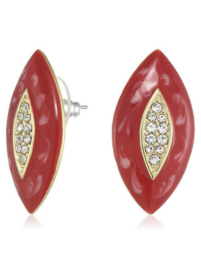 Estele 24 Kt Gold Plated Red Eye shaped fancy Studs for women - Indian Silk House Agencies