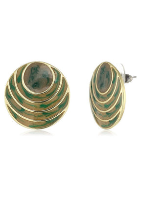 Estele Circular shaped green coloured fancy mosaic studs for women - Indian Silk House Agencies