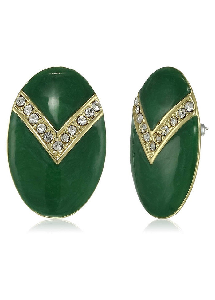 Estele Green colour and white colour stones studs for women - Indian Silk House Agencies