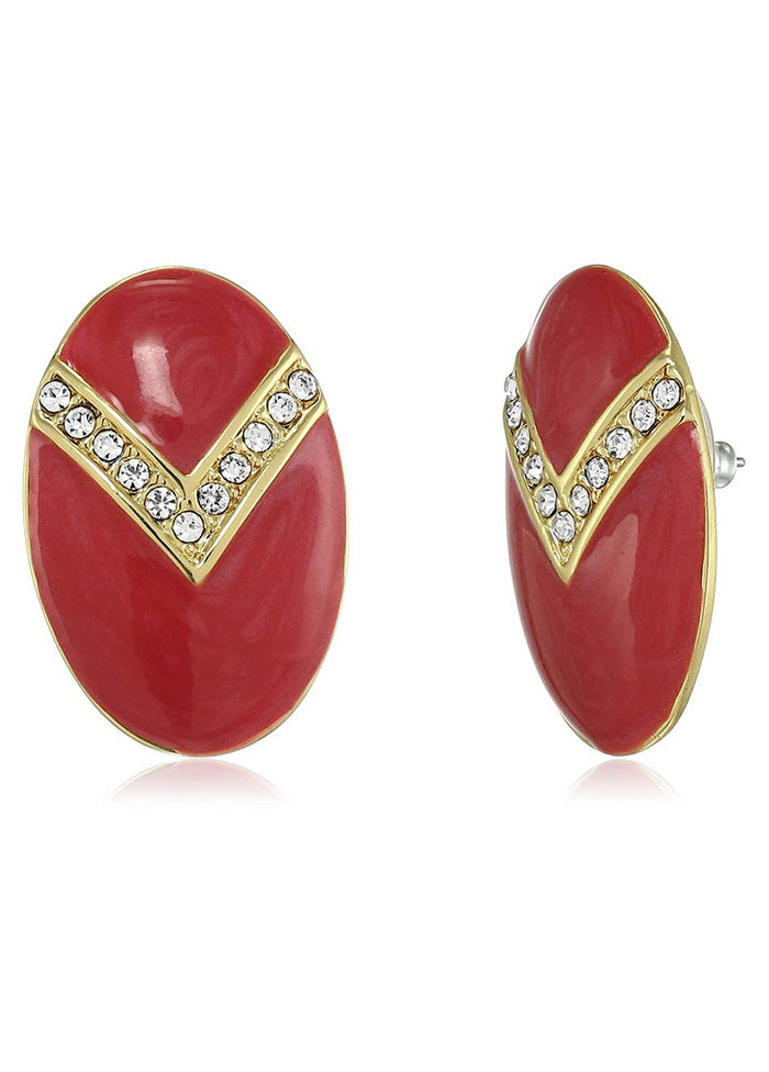 Estele red colour and white colour stones studs for women - Indian Silk House Agencies