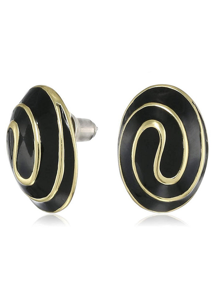 Estele Black colour Oval shaped fancy Enamel Studs for women - Indian Silk House Agencies