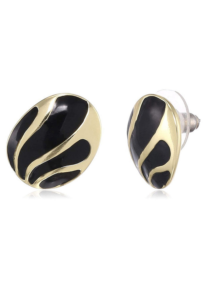 Estele 24 Kt Gold Plated Black enamel studs for women - Indian Silk House Agencies