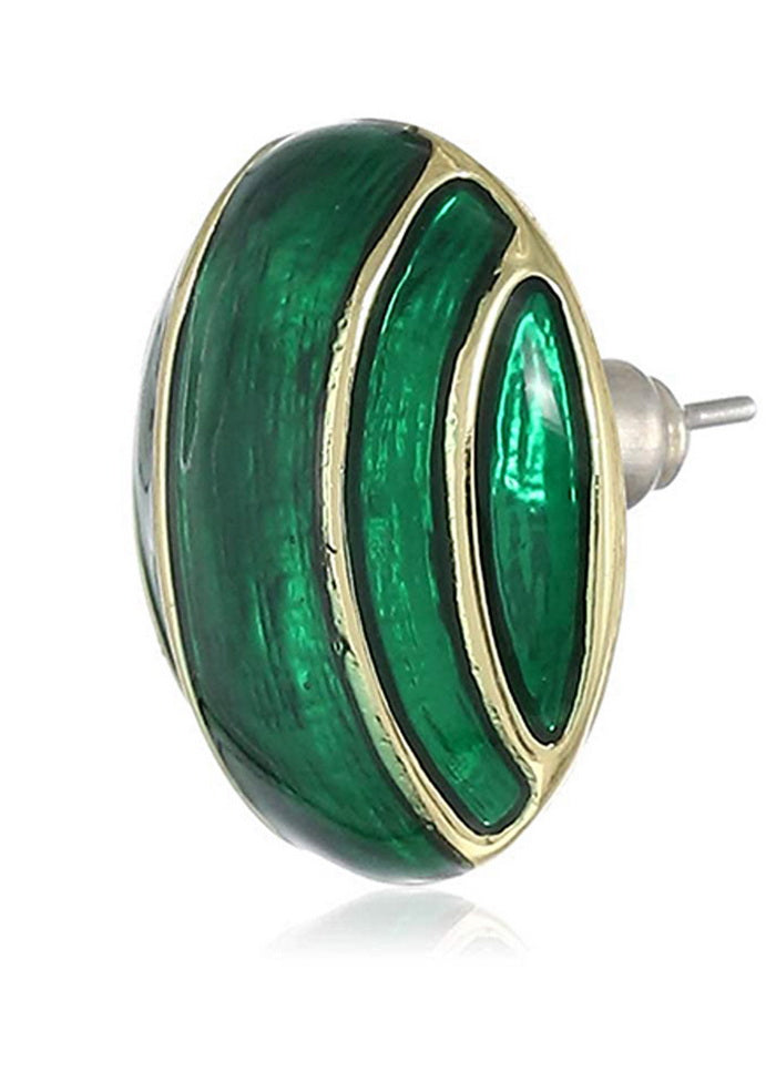 Estele 24 Kt Gold Plated And Green Round Latest Studs For Women - Indian Silk House Agencies