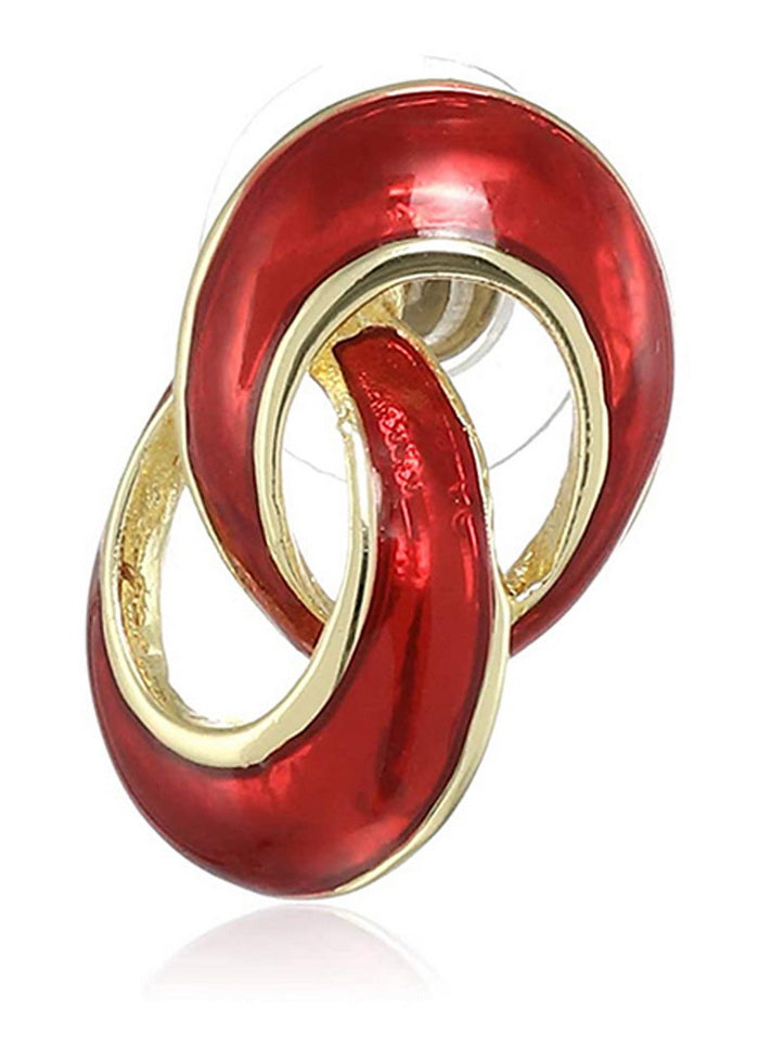 Estele Gold plated and red round latest studs for women - Indian Silk House Agencies