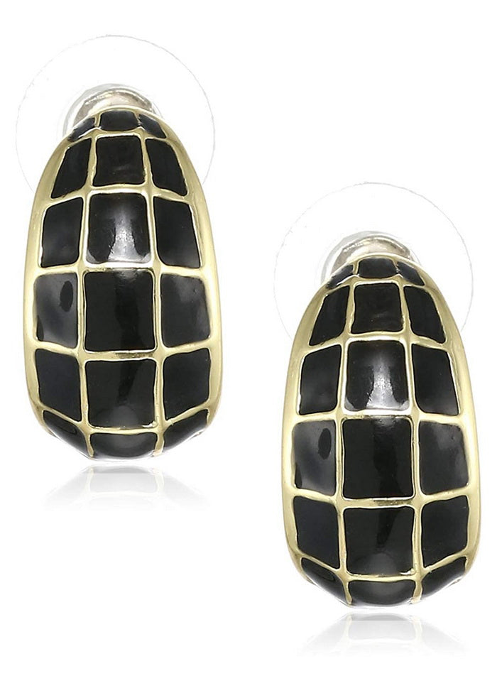 Estele 24 Kt Gold Plated Black colour and gold plates box design studs for women - Indian Silk House Agencies