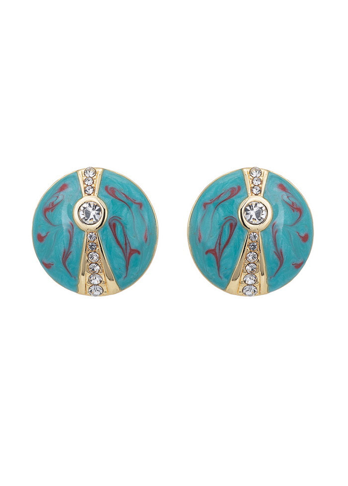 Estele White stone and aqua colour mosaic fancy studs for women - Indian Silk House Agencies