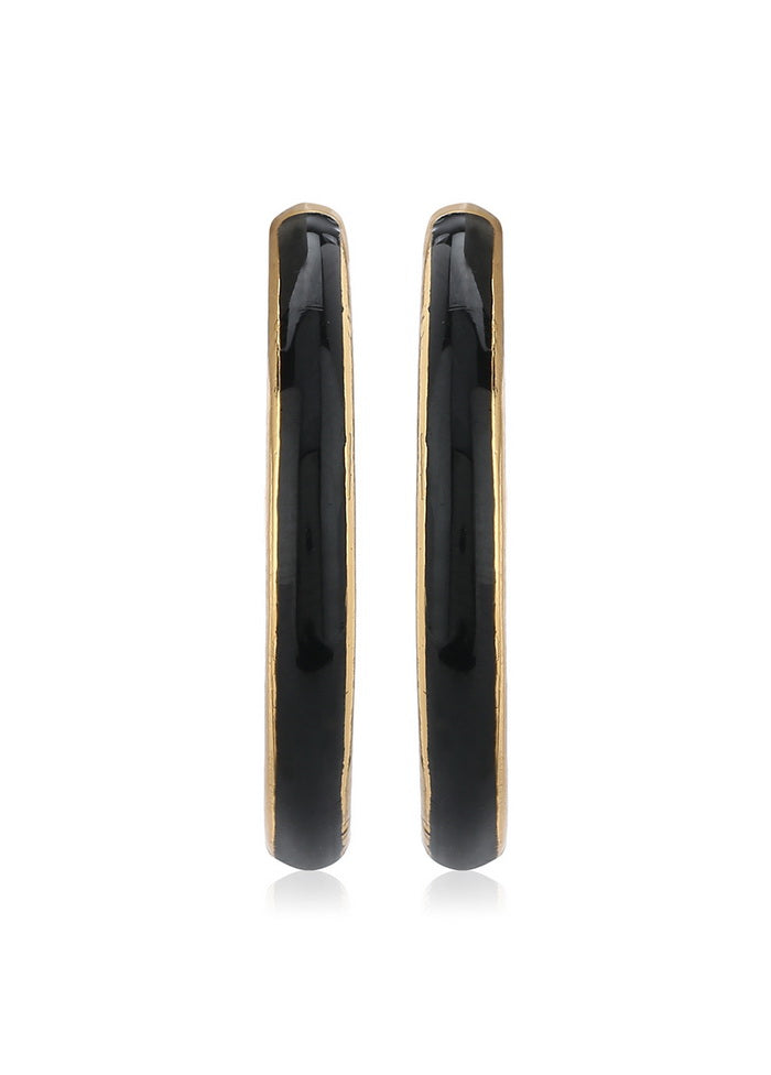 Estele 24Kt Gold Plated Black Enamel Studs Earrings for Women - Indian Silk House Agencies