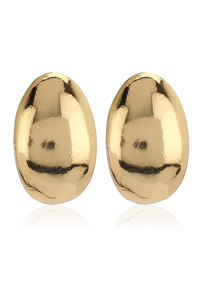 Estele 24 K Gold Plated Designer Oval Shape Non Precious Metal Stud Earrings for Women - Indian Silk House Agencies