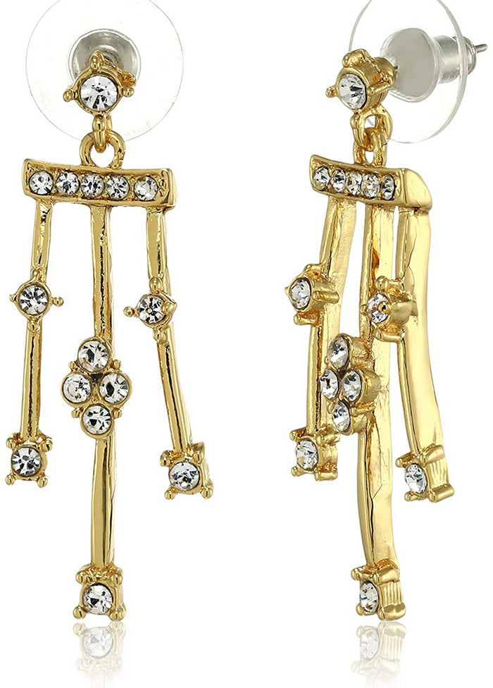 Estele Rhodium Plated Blue Zircon Chandelier Dangle Earrings - Indian Silk House Agencies