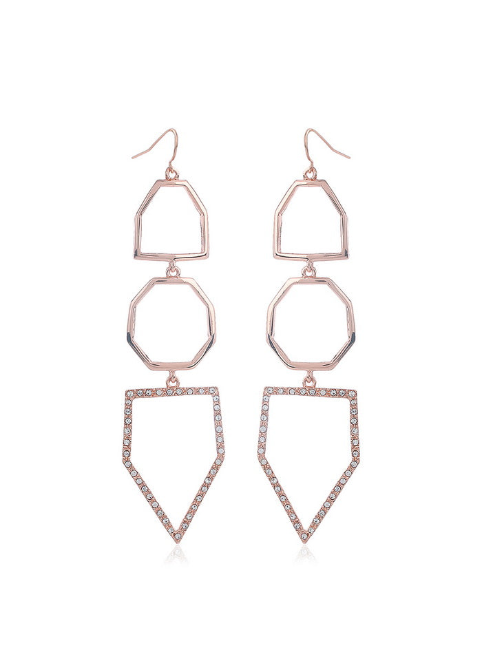 Estele Rose Gold Tone Plated Geometric Earrings - Indian Silk House Agencies