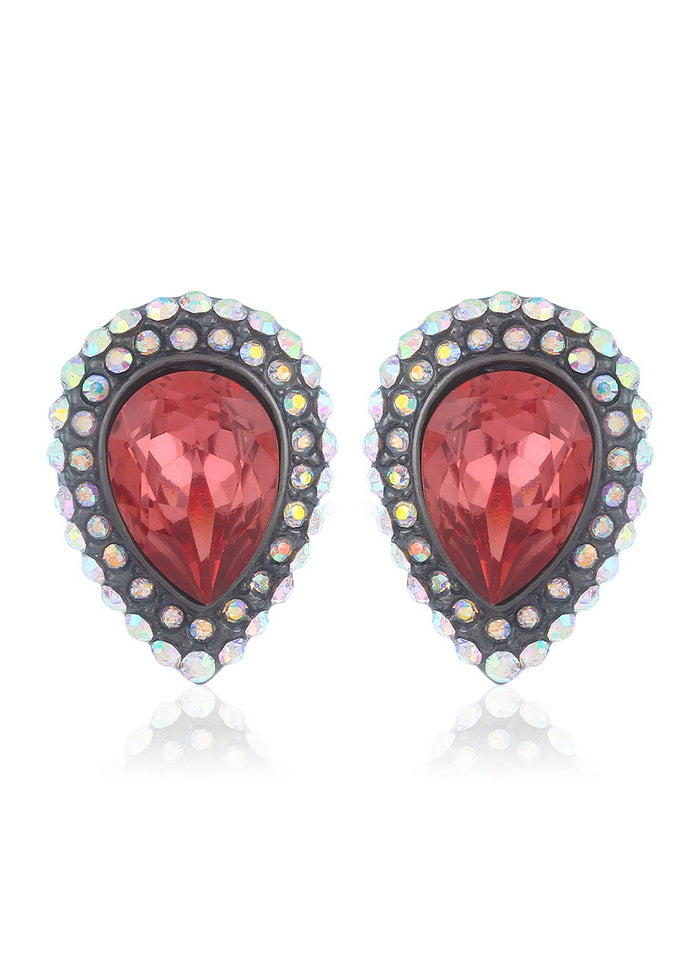 Estele BLack gold tone SCARLET STUD Earrings - Indian Silk House Agencies