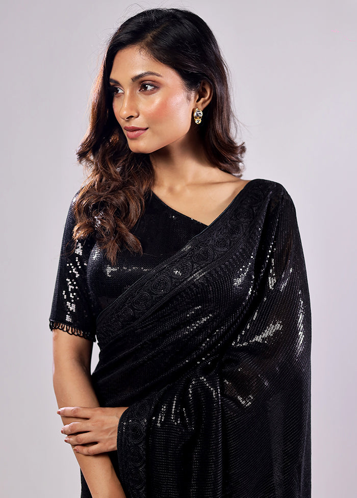 Black Georgette Saree With Blouse Piece