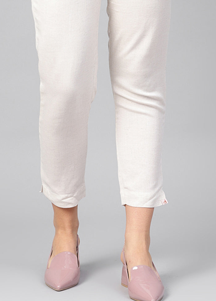 Cream Rayon Casual Pant