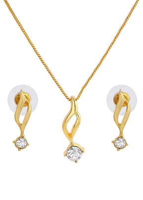 Gold Plated Solitaire Necklace Set - Indian Silk House Agencies