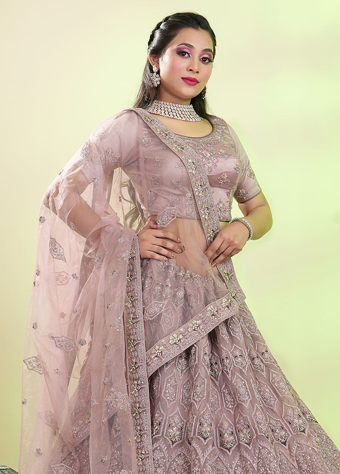 3 Pc Pink Net Semi Stitched Lehenga Set - Indian Silk House Agencies