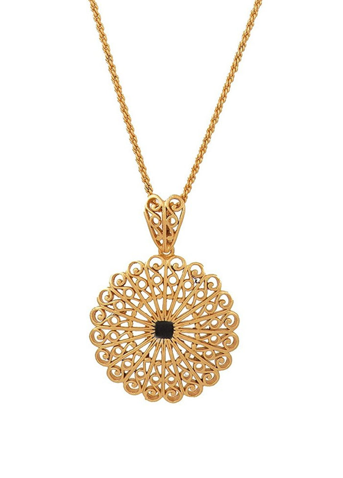 Gold Plated Round Shaped Matt Finish Pendant Set - Indian Silk House Agencies