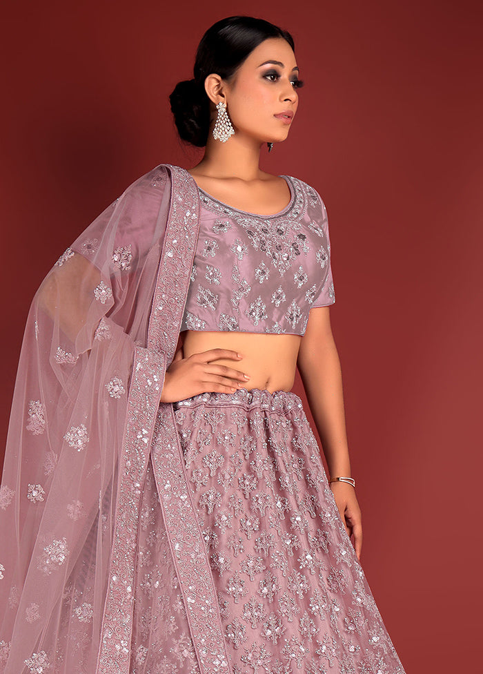 3 Pc Pink Net Semi Stitched Lehenga Set - Indian Silk House Agencies