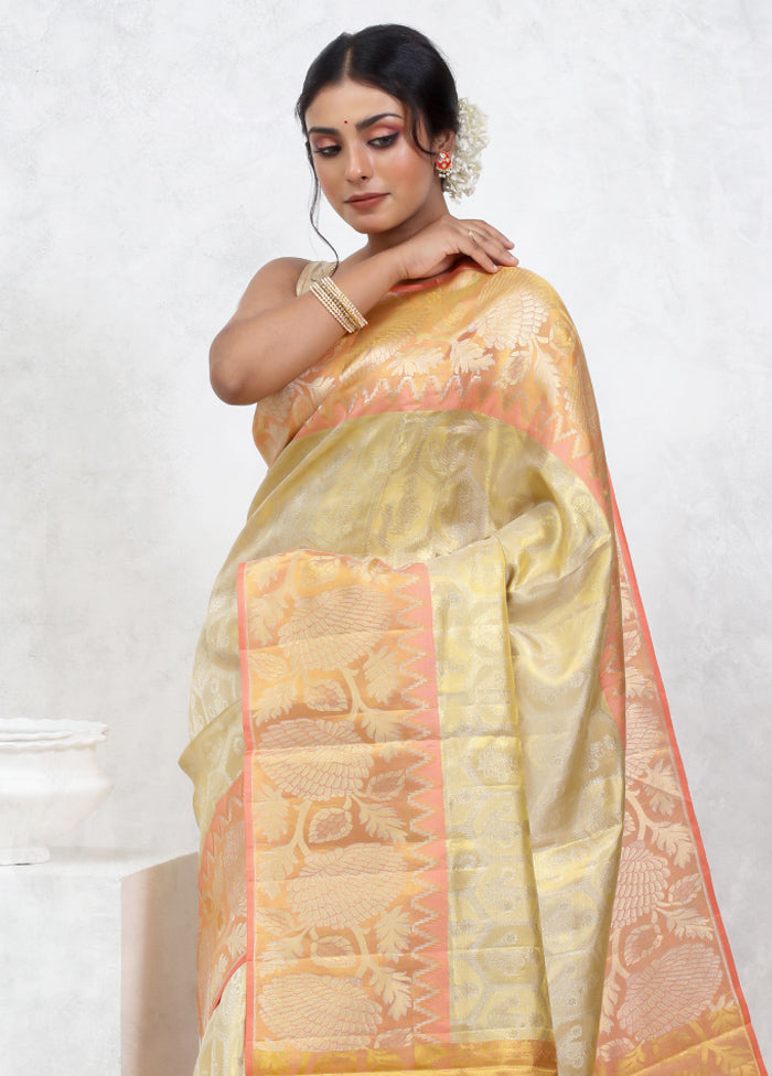 Yellow Kanchipuram Pure Silk Saree With Blouse Piece