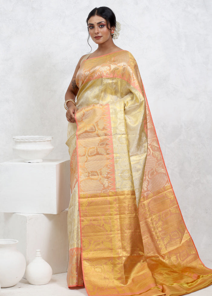 Yellow Kanchipuram Pure Silk Saree With Blouse Piece