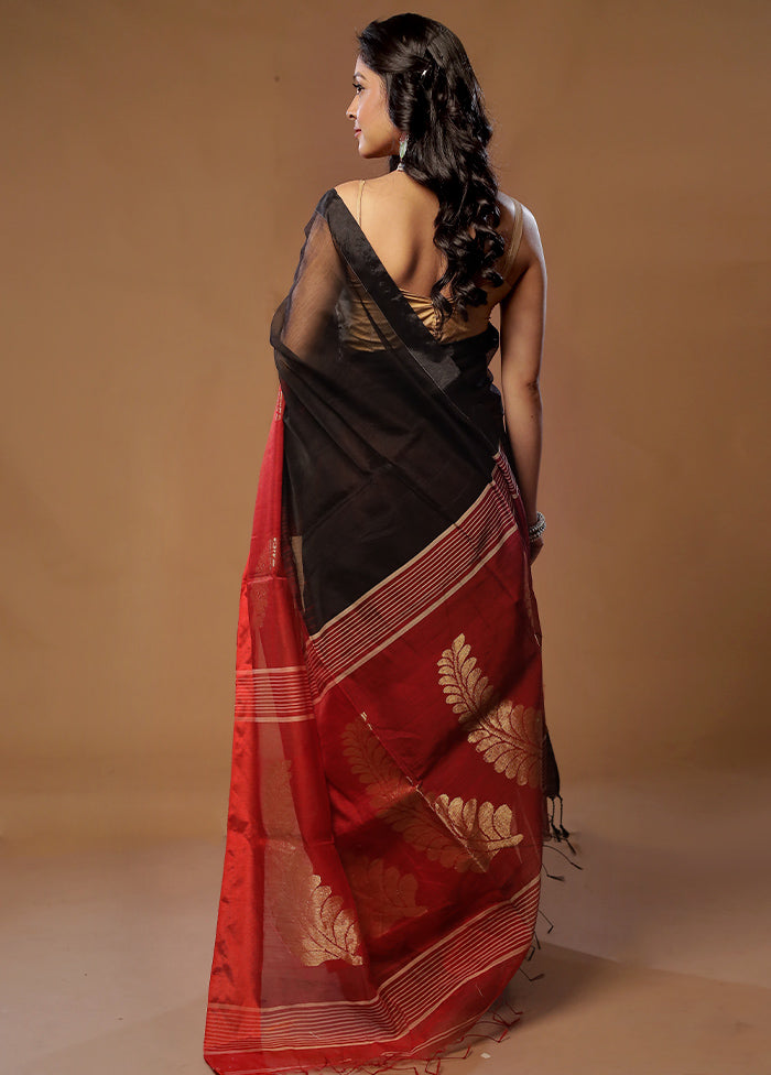 Black Matka Silk Saree With Blouse Piece - Indian Silk House Agencies