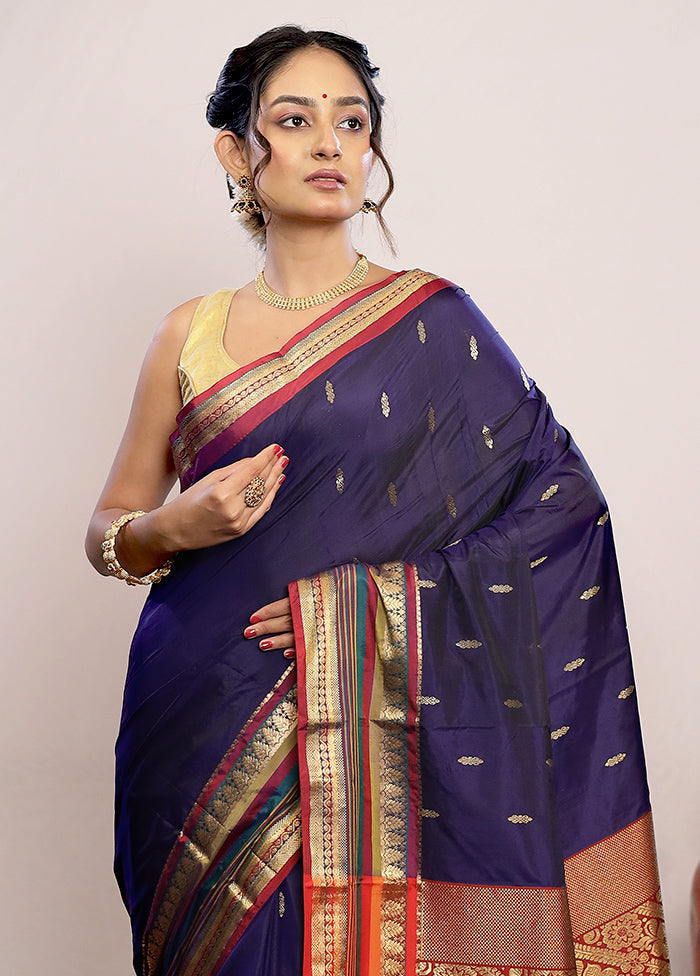 Blue Kanjivaram Silk Saree With Blouse Piece - Indian Silk House Agencies