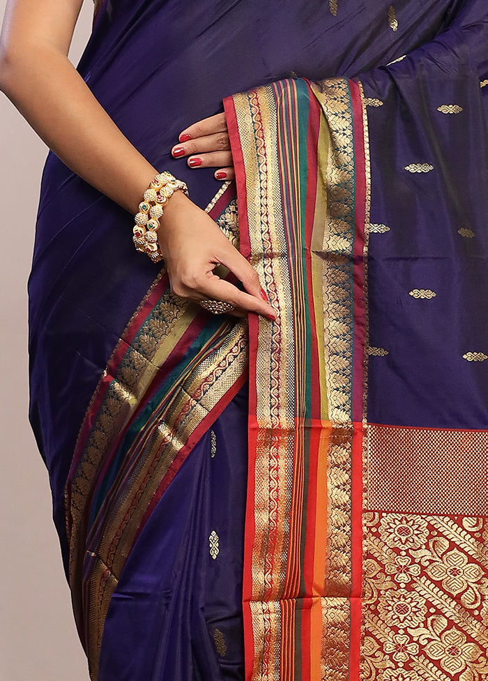 Blue Kanjivaram Silk Saree With Blouse Piece - Indian Silk House Agencies