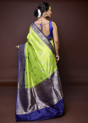 Green Handloom Katan Pure Silk Saree With Blouse Piece