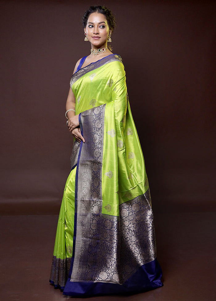 Green Handloom Katan Pure Silk Saree With Blouse Piece