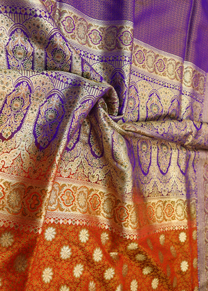 Orange Tanchoi Silk Saree With Blouse Piece