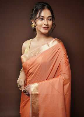 Peach Kanjivaram Silk Saree With Blouse Piece - Indian Silk House Agencies