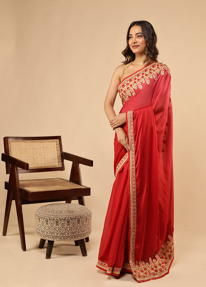 Maroon Printed Pure Silk Saree Without Blouse Piece
