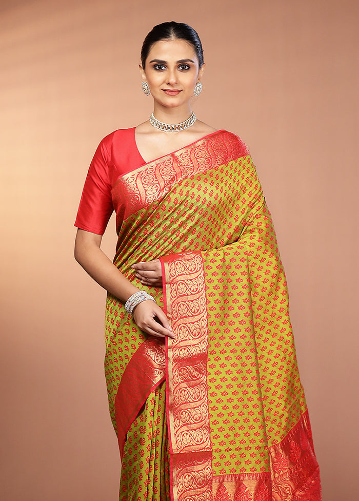 Green Cotton Saree With Blouse Piece