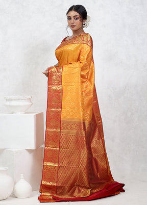 Yellow Kanchipuram Pure Silk Saree With Blouse Piece - Indian Silk House Agencies