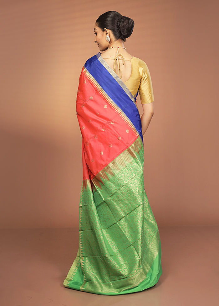Pink Kanjivaram Silk Saree With Blouse Piece