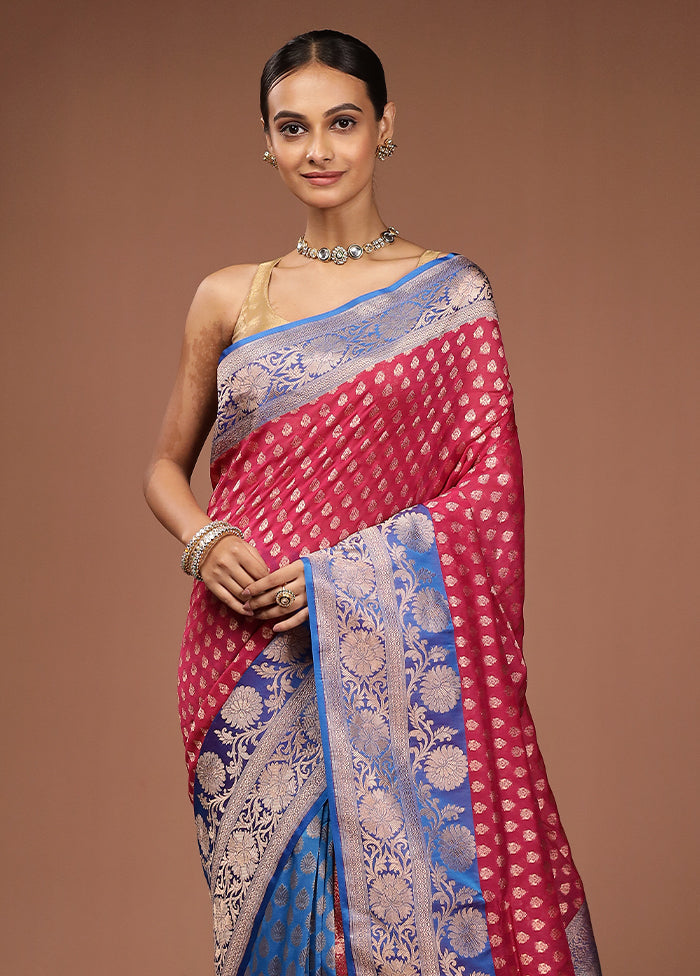 Pink Uppada Silk Saree With Blouse Piece