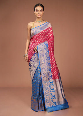 Pink Uppada Silk Saree With Blouse Piece