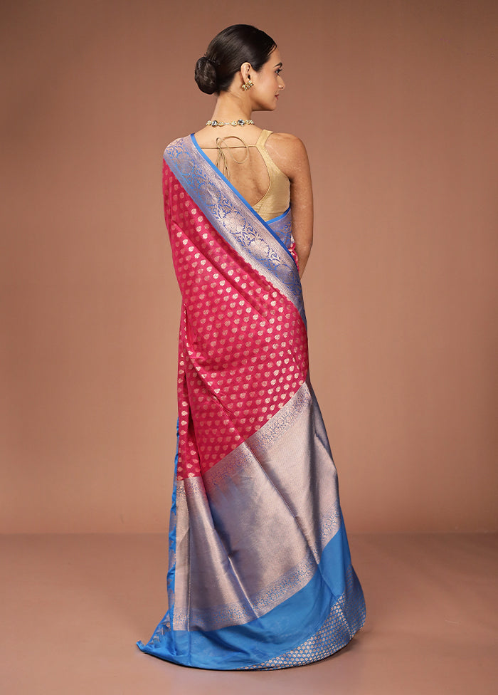 Pink Uppada Silk Saree With Blouse Piece