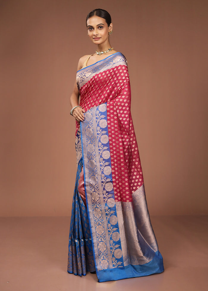 Pink Uppada Silk Saree With Blouse Piece