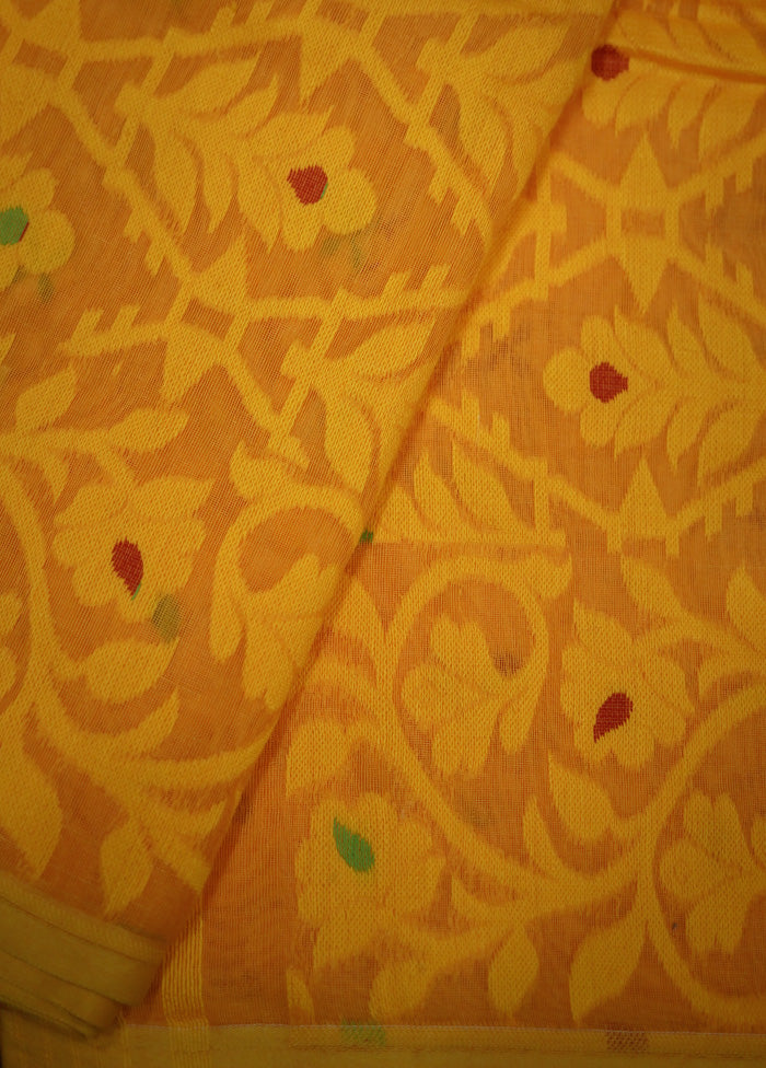 Yellow Tant Jamdani Saree Without Blouse Piece - Indian Silk House Agencies