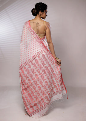 White Cotton Saree With Blouse Piece - Indian Silk House Agencies