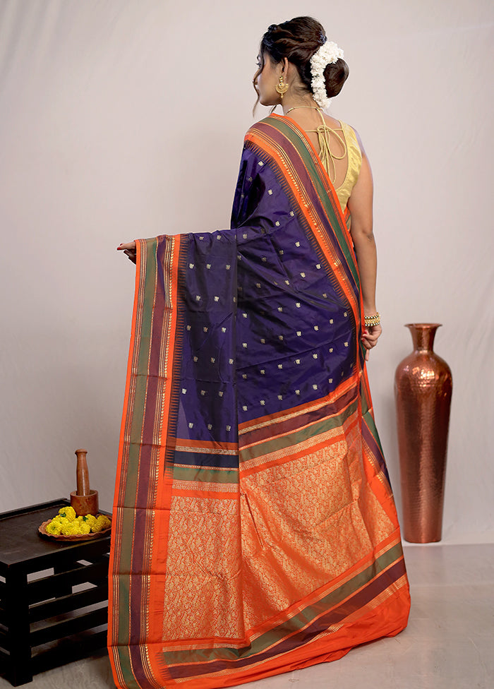 Blue Kanjivaram Silk Saree With Blouse Piece - Indian Silk House Agencies