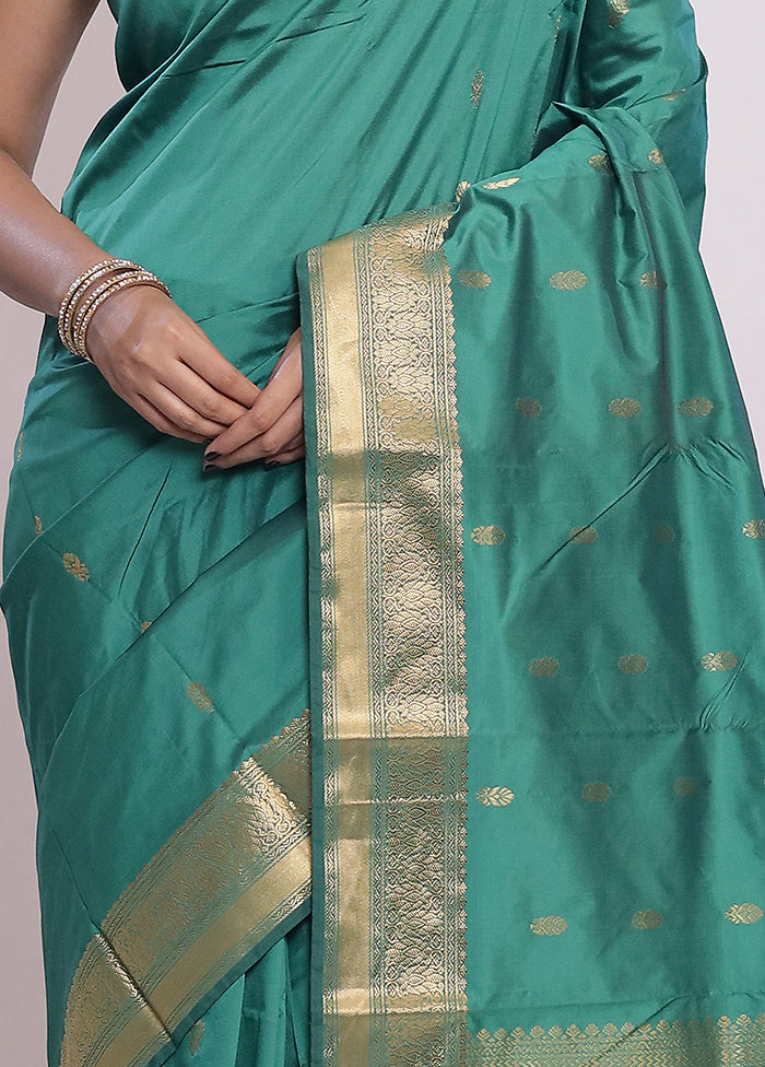 Green Kanjivaram Silk Saree With Blouse Piece - Indian Silk House Agencies