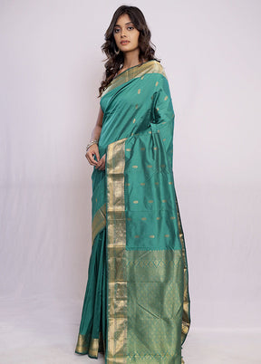 Green Kanjivaram Silk Saree With Blouse Piece - Indian Silk House Agencies