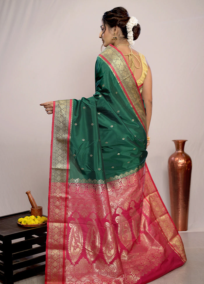 Green Kanjivaram Silk Saree With Blouse Piece - Indian Silk House Agencies