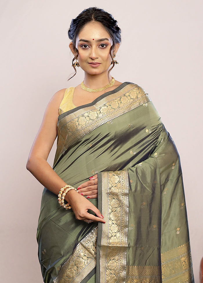 Green Kanjivaram Silk Saree With Blouse Piece - Indian Silk House Agencies