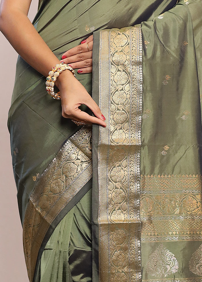 Green Kanjivaram Silk Saree With Blouse Piece - Indian Silk House Agencies