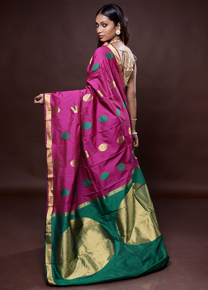 Pink Kanjivaram Silk Saree Without Blouse Piece - Indian Silk House Agencies