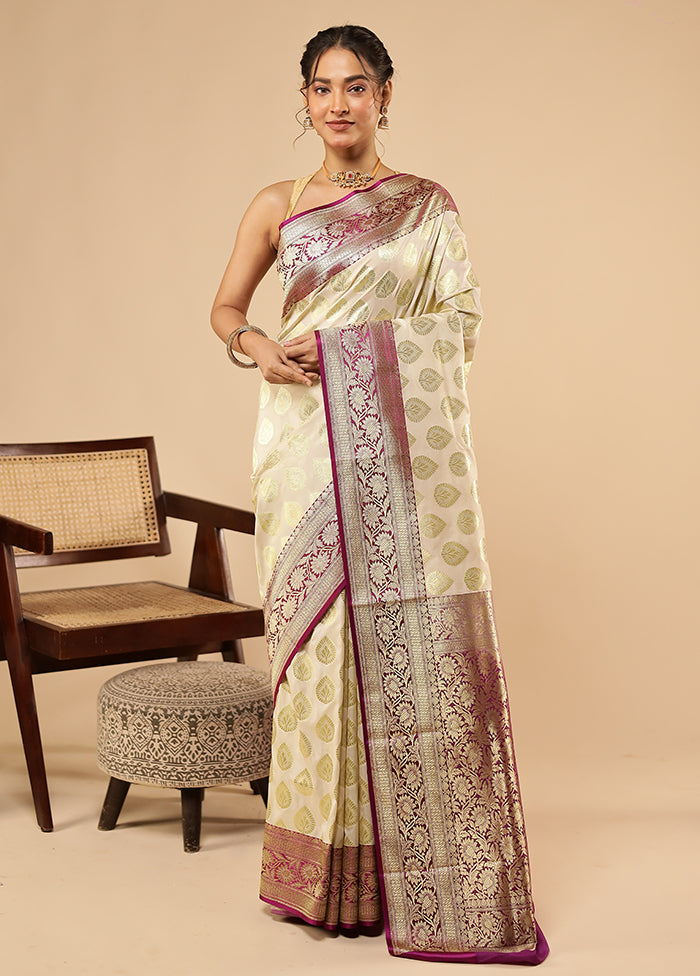 Cream Uppada Silk Saree With Blouse Piece