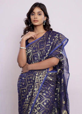 Blue Tant Cotton Saree Without Blouse Piece - Indian Silk House Agencies